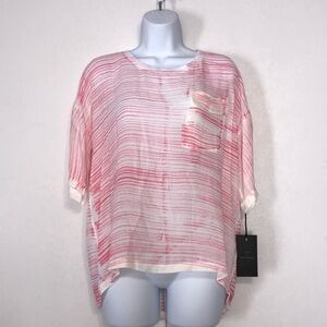 The T Refinery Oversized Striped Pocket Tee Pink S